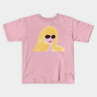 Blond girl with sun glasses Kids T-Shirt